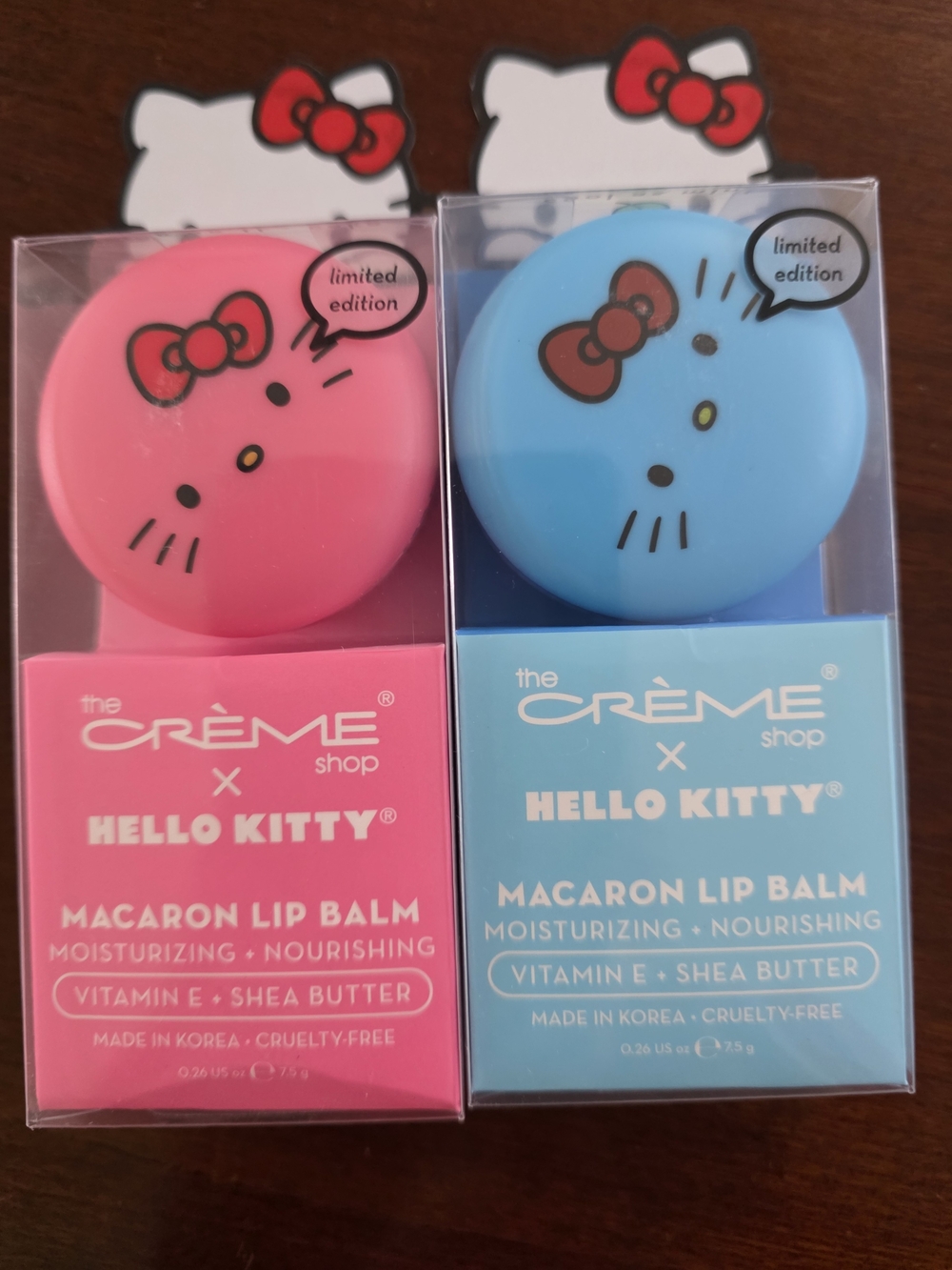 the CRÈME Shop x Hello Kitty Macaron Lip Balm - Pink & Blue (Set)